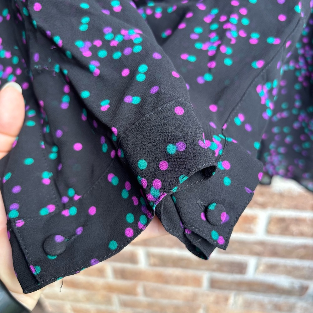 Torrid Black sheer Buttoned long sleeve Blouse high- low - Picture 6 of 7